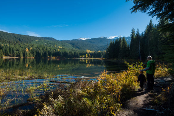 Mountains and lake during autumn