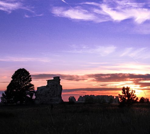 Sunset over medicine rocks