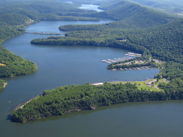 view over Raytown Lake, largest lake entirely within Pennsylvania