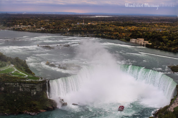 View of horseshoe fall from the tower, visiting Niagara Falls