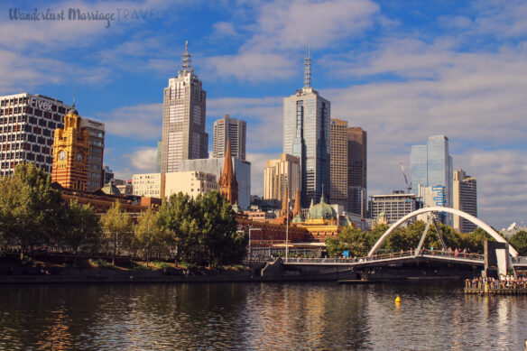 Melbourne Skyline along the Yarra River.