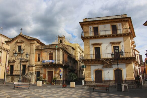 quiet streets of Militello, Sicily during afternoon siesta