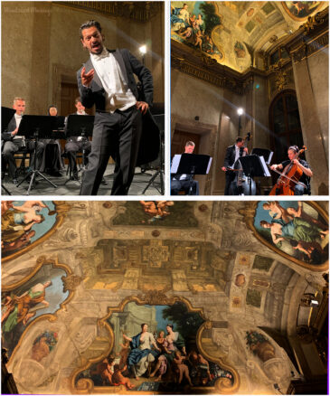 The orchestra and beautiful art at an Eroica Hall Concert in Vienna, Austria.