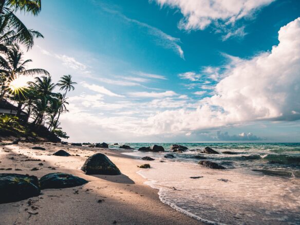 A rocky Caribbean beach