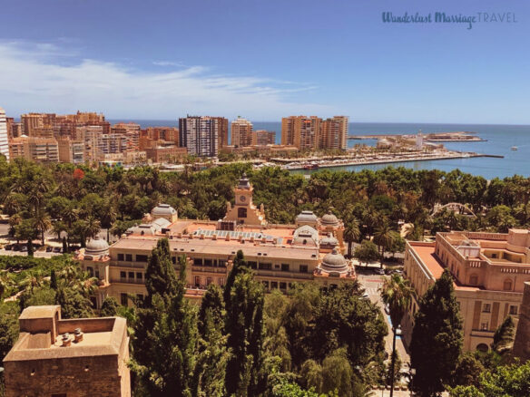 View of high-rise buildings and the sea from above 