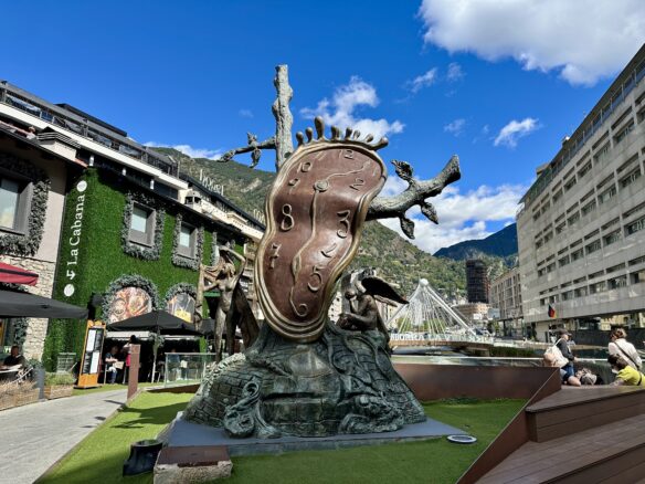 The Salvador Dali Sculpture, Nobility of Time, in the heart of the Andorra La Vella.