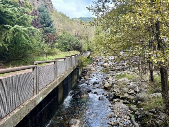 A footpath along the Gran Valira River in Andorra La Vella.