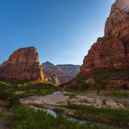 A blue sky over Zion National Park