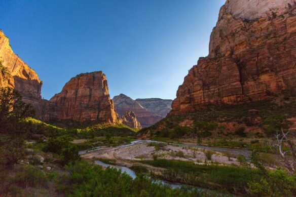 A blue sky over Zion National Park