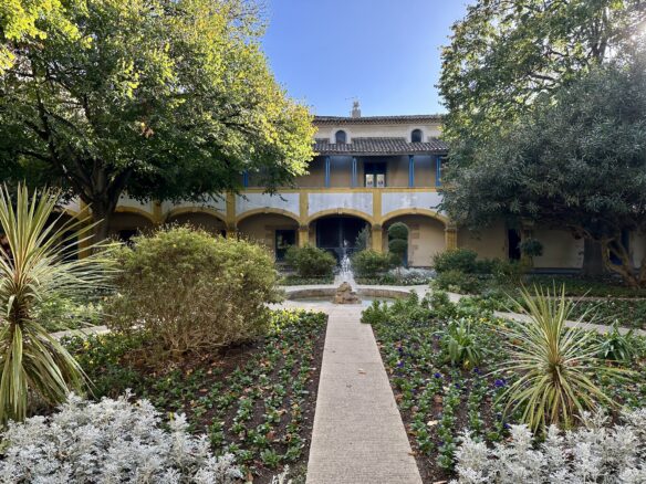 A blue sky over Espace Van Gogh in Arles, France.