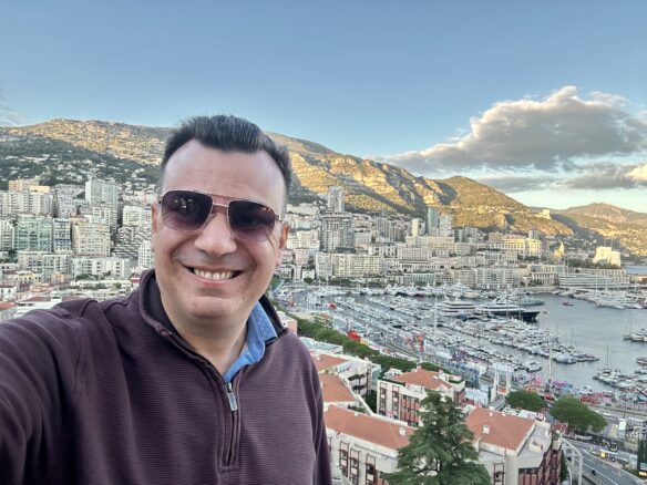 A Monaco selfie with a sweeping view overlooking Monte Carlo