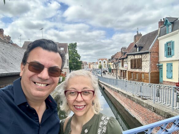 Alex and Bell of Wanderlust Marriage Travel in the Saint-Leu District in Amiens, France