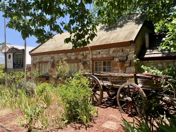 A historic house and a wagon in Hahndorf, South Australia